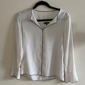 Dynamite Cream Blouse with Black Piping